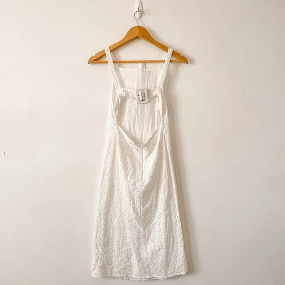 ASOS Design Broderie  Buckle Back Midi Sun Dress White Size 4 - Picture 7 of 10